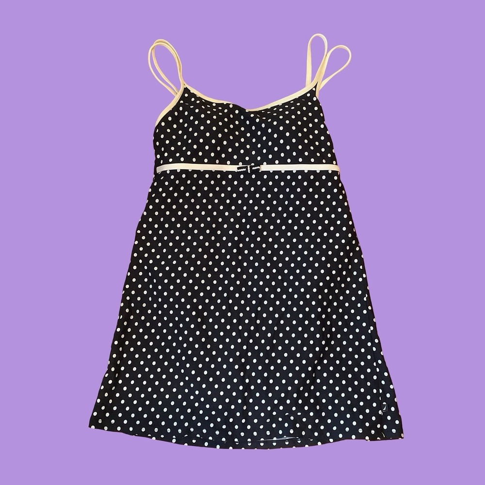 Nautica Womens Swimsuit Blue Polka Dot One Piece Skirt Bathing Suit Pool Wear 6